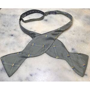 Vintage Allen Solly 100% Silk Geometric Gray Woven Self Tie Adjustable Bow Tie